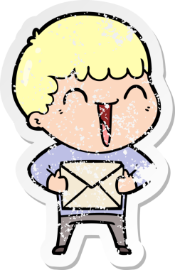 Bir insan tarafından çizilmiş mutlu bir adamın sıkıntılı çıkartması.