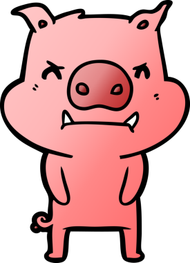 Bir insan tarafından çizilmiş kızgın çizgi film domuzu.