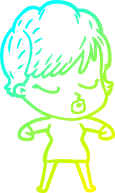 Bir insan tarafından çizilmiş gözleri olan bir karikatür kadın çizimi