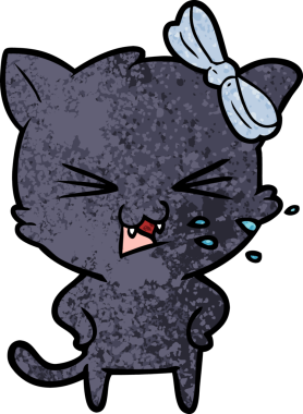 Bir insan tarafından çizilmiş çizgi film kedisi.