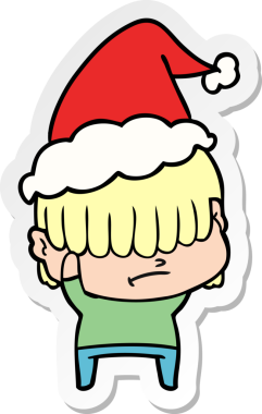 Bir insan tarafından çizilmiş, dağınık saçlı, Noel Baba şapkalı bir çocuğun el yazısı.