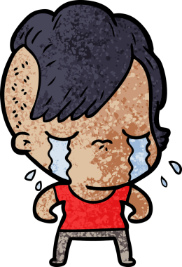 Bir insan tarafından çizilmiş ağlayan bir kız.