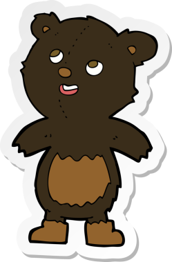 Bir insan tarafından çizilmiş karikatür kara ayısının çıkartması.