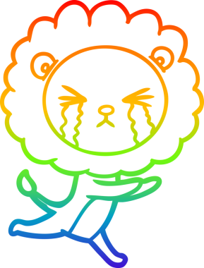 Bir insan tarafından çizilmiş ağlayan bir aslanın çizgi çizimi.