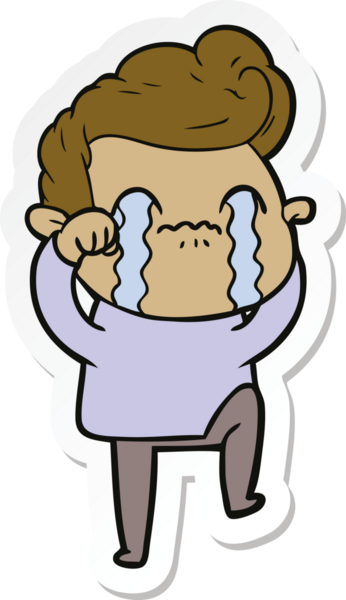 Bir insan tarafından çizilmiş, ağlayan bir çizgi film karakterinin çıkartması.