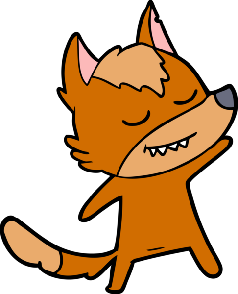 Bir insan tarafından çizilmiş tilki çizgi film karakteri