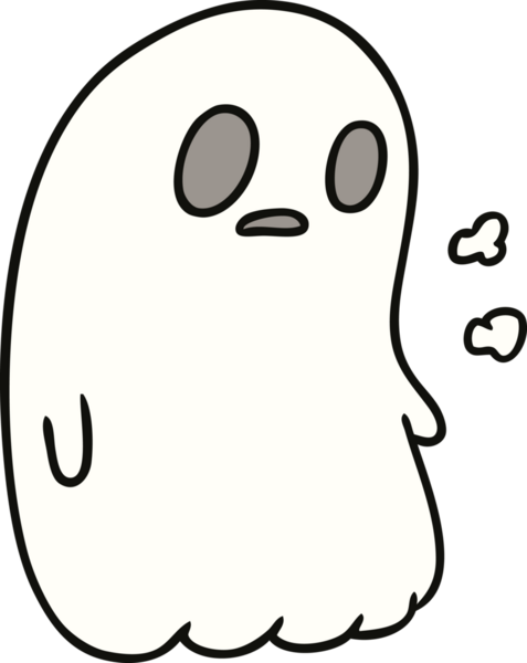Bir insan tarafından çizilmiş sevimli bir kawai hayaletinin karikatür çizimi