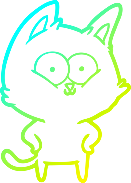 Bir insan tarafından çizilen çizgi film kedisinin soğuk gradyan çizgisi.