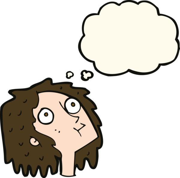 Bir insan tarafından çizilmiş düşünce baloncuğu olan bir karikatür.