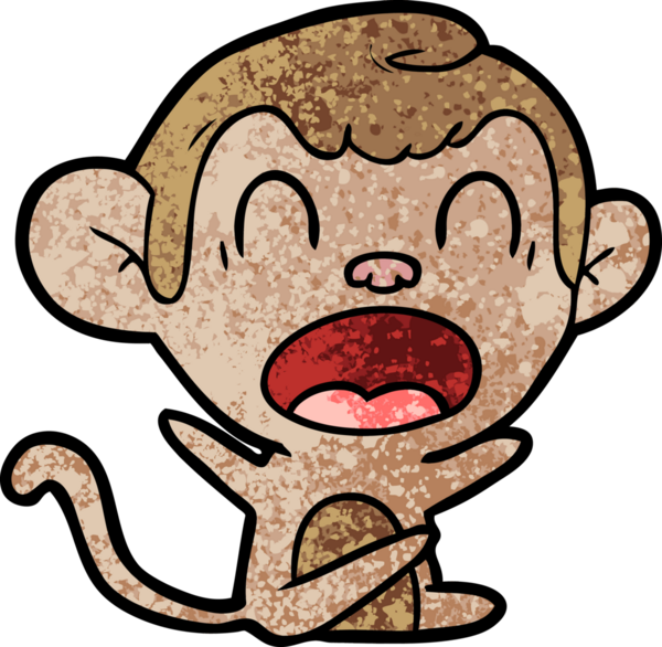 Bir insan tarafından çizilmiş bağıran çizgi maymun.