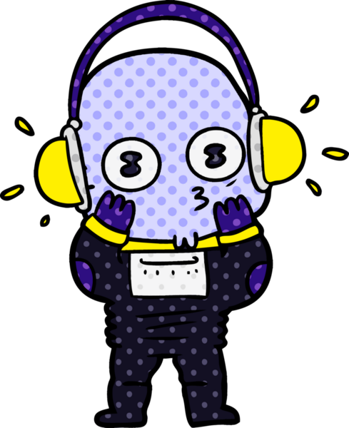 Bir insan tarafından çizilmiş garip kel uzay adamı çizgi filmi.