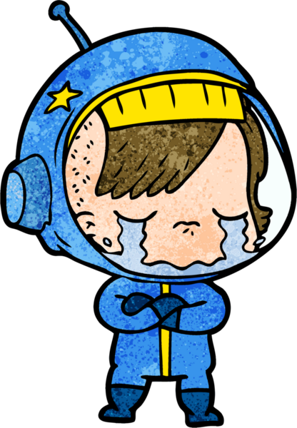 Bir insan tarafından çizilmiş ağlayan astronot kız.