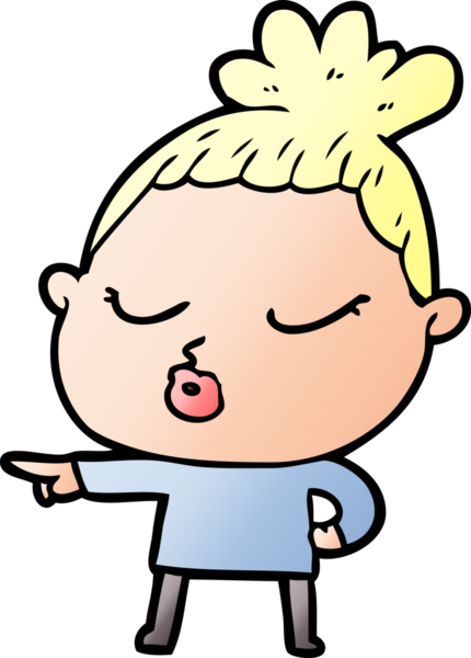 Bir insan tarafından çizilmiş sakin bir kadın çizgi filmi.