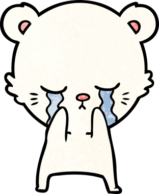 Bir insan tarafından çizilmiş üzgün küçük kutup ayısı çizgi filmi.