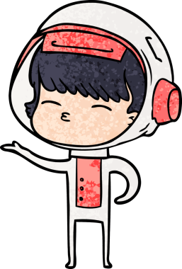 Bir insan tarafından çizilmiş meraklı astronot çizgi filmi.