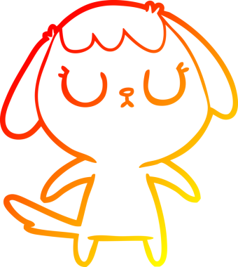 Bir insan tarafından çizilmiş sevimli bir köpeğin sıcak çizgi çizgisi.