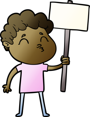 Çizgi film adamı somurtuyor Bir insan tarafından çizilmiş