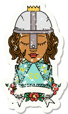 Retro Dövme Tarzı İnsan Savaşçısı Doğal 20 rulo ile Bir insan tarafından çizilmiş