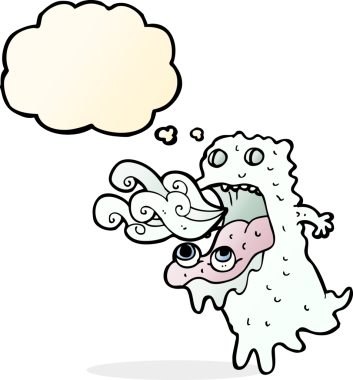 Düşünce baloncuğu bir insan tarafından çizilmiş iğrenç bir hayalet.