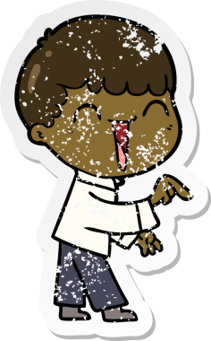 Bir insan tarafından çizilmiş mutlu bir adamın sıkıntılı çıkartması.