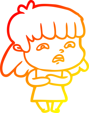 İnsan tarafından çizilmiş endişeli bir karikatür çizimi.