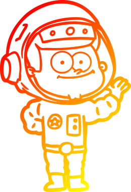 Bir insan tarafından çizilmiş mutlu bir astronot çizgi filminin sıcak gradyan çizimi