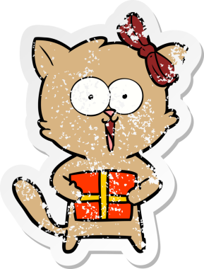 Bir insan tarafından çizilmiş karikatür bir kedinin sıkıntılı çıkartması.