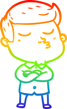 Gökkuşağı gradyan çizgi çizimi Bir insan tarafından çizilen çizgi film modeli adam