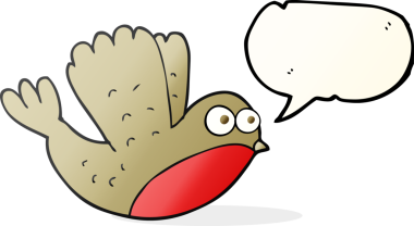 Bir insan tarafından çizilmiş serbest konuşma balonu karikatürü uçan noel robini.