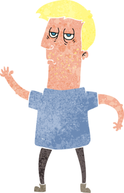 Bir insan tarafından çizilmiş sıkıcı bir çizgi film.