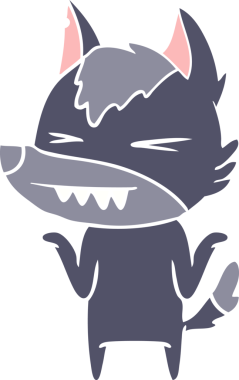 kızgın kurt düz renkli çizgi film bir insan tarafından çizildi.