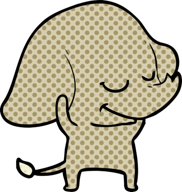 Bir insan tarafından çizilmiş gülümseyen bir fil.