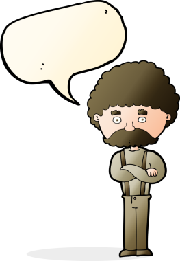 Bir insan tarafından çizilmiş konuşma balonu olan yaşlı bir adam.