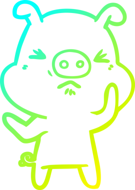 Bir insan tarafından çizilmiş kızgın bir domuzun soğuk çizgi çizimi.