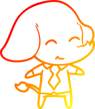 warm gradient line drawing of a cute cartoon boss elephant drawn by a human