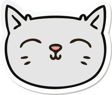 Bir insan tarafından çizilmiş garip bir kedi suratının çıkartması.