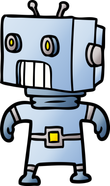 Bir insan tarafından çizilmiş çizgi film robotu