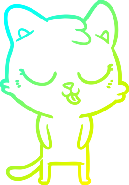 Bir insan tarafından çizilen çizgi film kedisinin soğuk gradyan çizgisi.