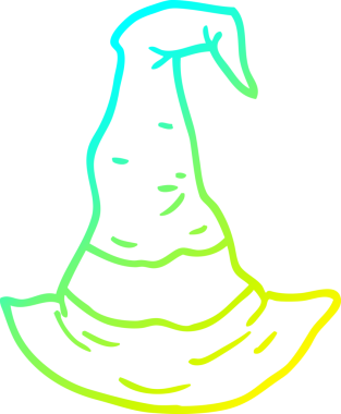 Bir insan tarafından çizilmiş bir cadı şapkasının soğuk gradyan çizimi