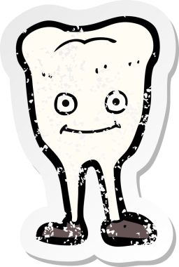 Bir insan tarafından çizilmiş mutlu dişi olan bir çizgi filmin gerilimli retro yapıştırması.