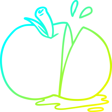 Bir insan tarafından çizilmiş elma karikatürünün soğuk gradyan çizimi