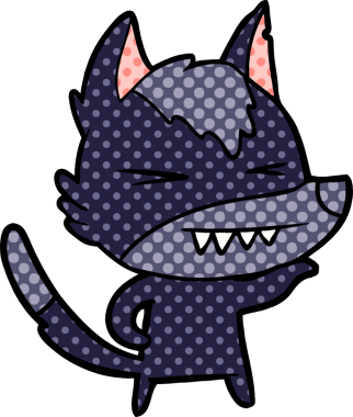 Bir insan tarafından çizilmiş kızgın kurt çizgi filmi.