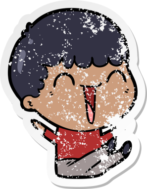 Bir insan tarafından çizilmiş üzgün, mutlu bir adamın çizdiği çizgi film çıkartması.