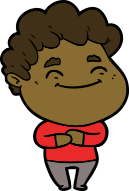 Bir insan tarafından çizilmiş çizgi film dostu bir adam.