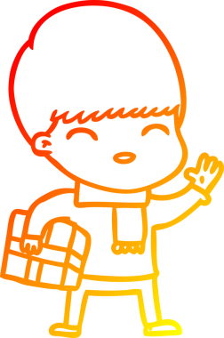 Bir insan tarafından çizilmiş mutlu çizgi film çocuğu çizimi.