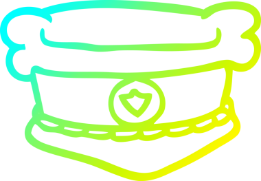 cold gradient line drawing of a cartoon fire chiefs hat drawn by a human