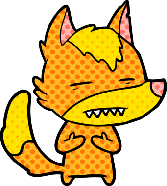 Bir insan tarafından çizilmiş tilki çizgi film karakteri