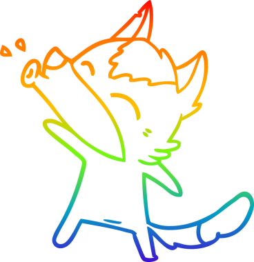 Uluyan bir kurt çizgi filminin gökkuşağı gradyanı insan tarafından çizilmiş.