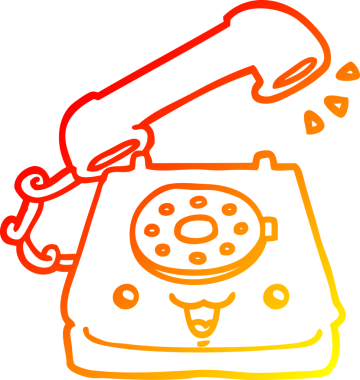 Bir insan tarafından çizilmiş şirin bir çizgi telefonun sıcak gradyan çizgisi.