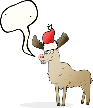 Bir insan tarafından çizilmiş serbest konuşma balonu karikatürü Noel geyiği.